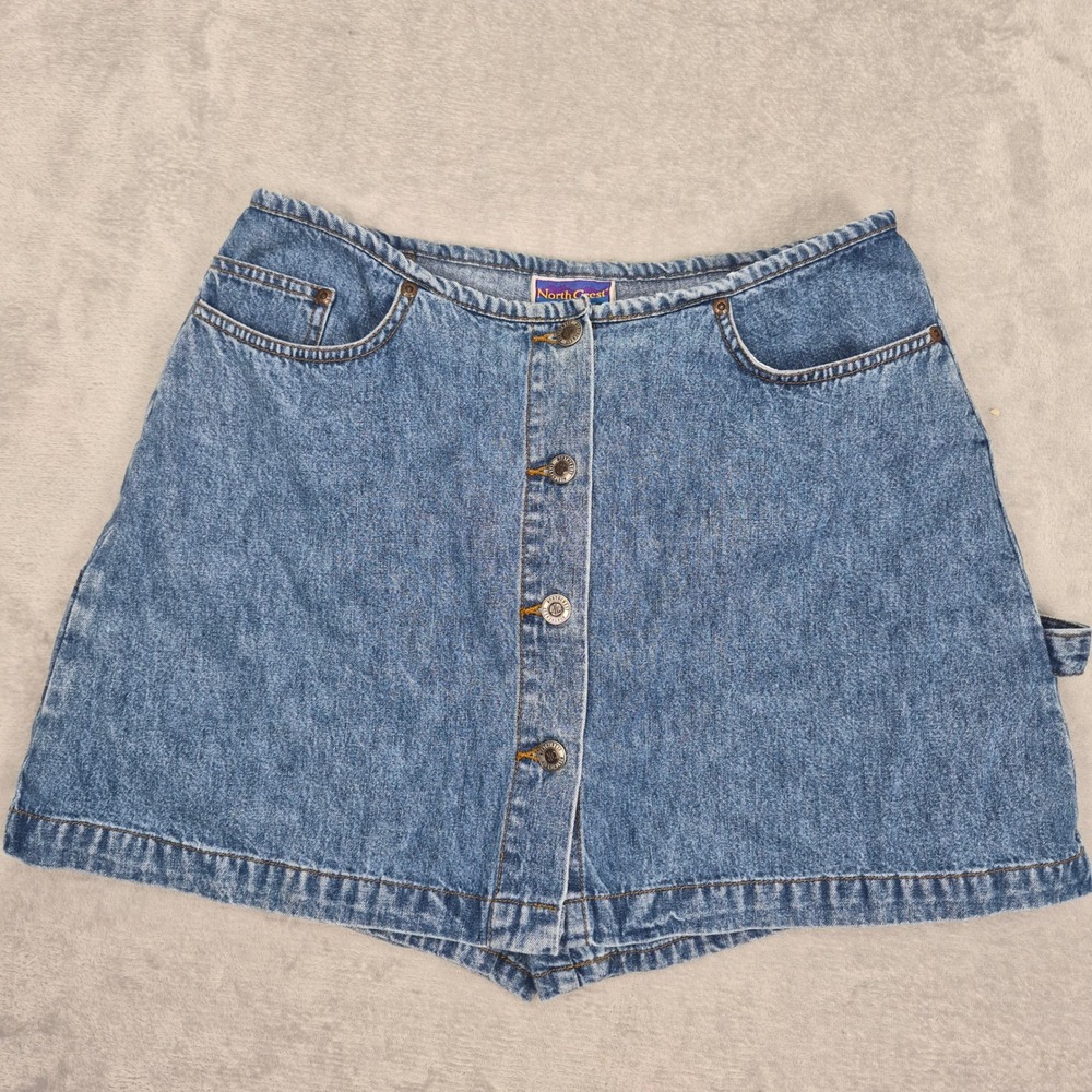Vintage‎ 90s Denim Jean Skort Shorts Skirt Button Front Women 10 (30) Northcrest